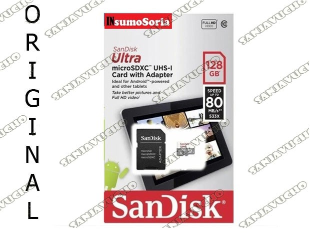 &+  MICRO SD ORIGINAL 128 GB SANDISK CLASE 10